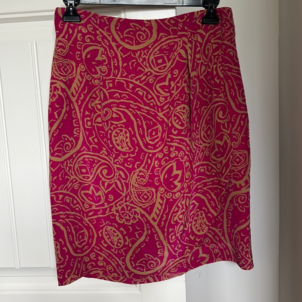 Loft Silk Paisley wrap skirt w/ lining